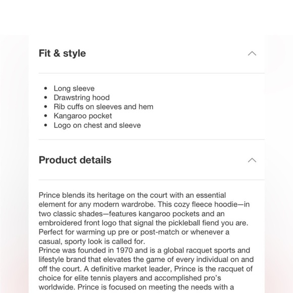 Prince Pickleball Pullover Sweatshirt Hoodie by TARGET Men's NEW! - Picture 3 of 5